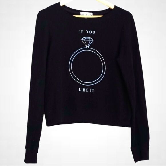 Wildfox If you like it put a ring on it black sweatshirt wedding top NWT XS - Picture 1 of 7